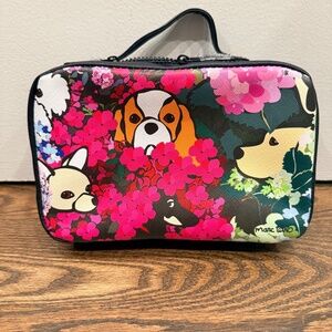 Marc Tetro Toiletry/Makeup Dogs Hiding In Flowers Bag - New without Tags